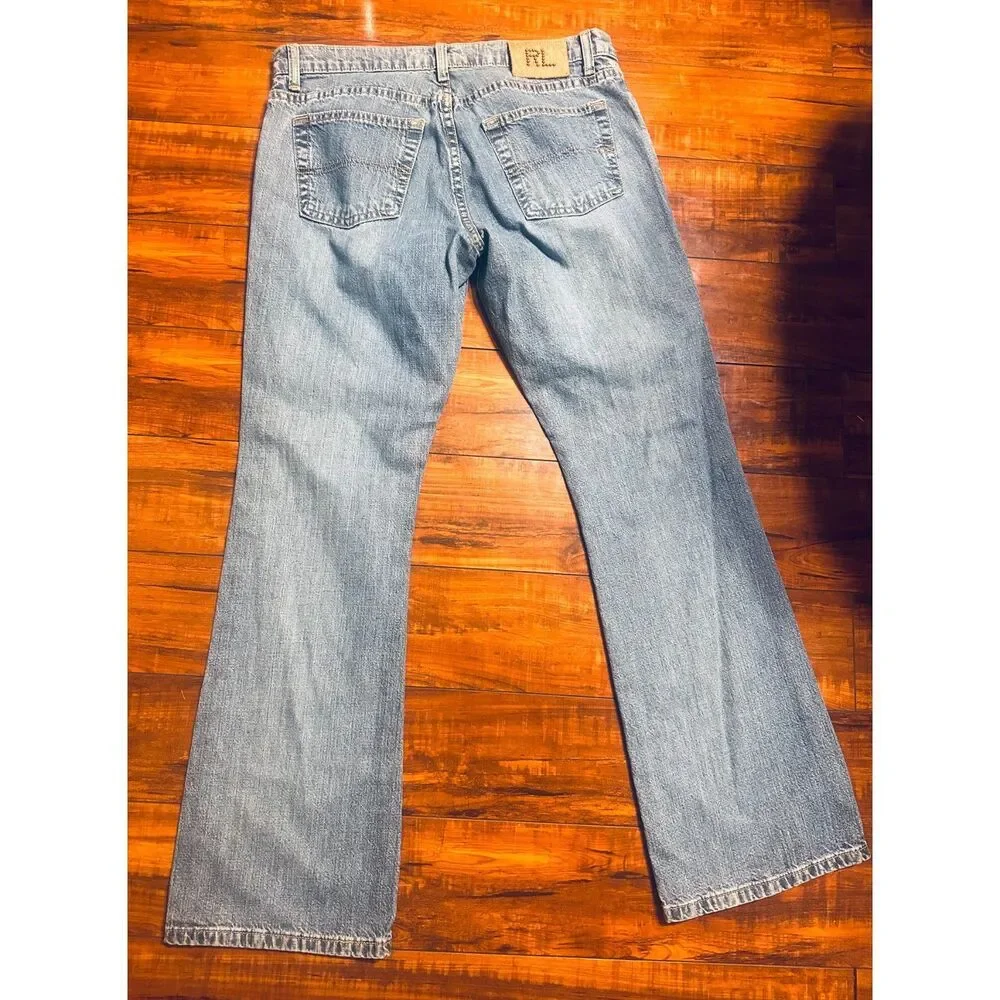 Ralph Lauren Y2K Kelly Jean Bootcut Slight Flare Low-Med Rise Washed Denim 8 X30